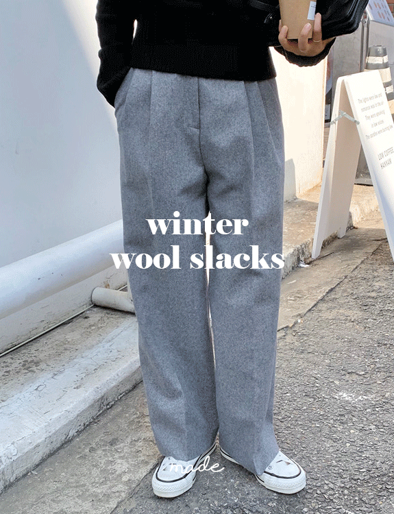 [당일출고]wool 와이드 핀턱 - made slacks